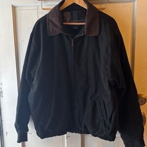 Weatherproof Suede like Black Jacket with Brown Collar